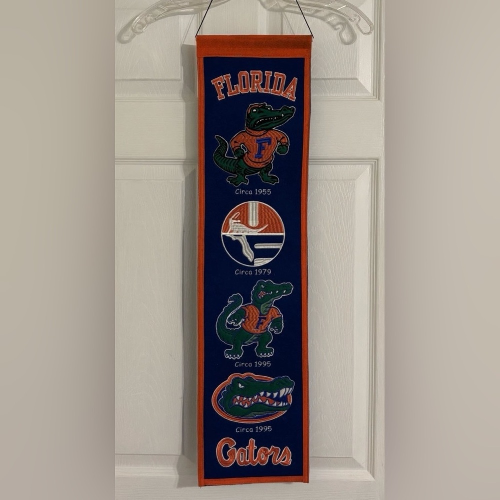 Vintage Winning Streak Wool Banner University of Florida Gators Logo History 31"